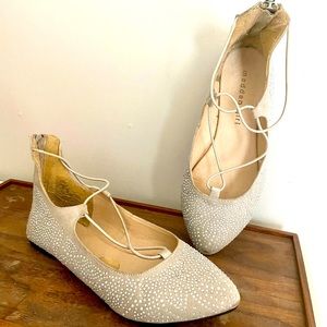 Silver shiny Madden Girl dress shoes size 4